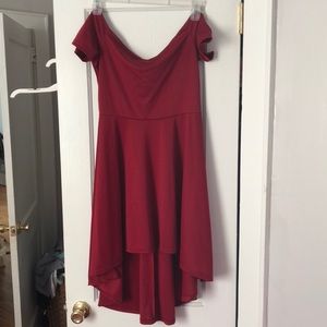 Hi low off the shoulder dress